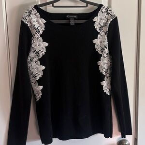 Inc Black and White lace sweater